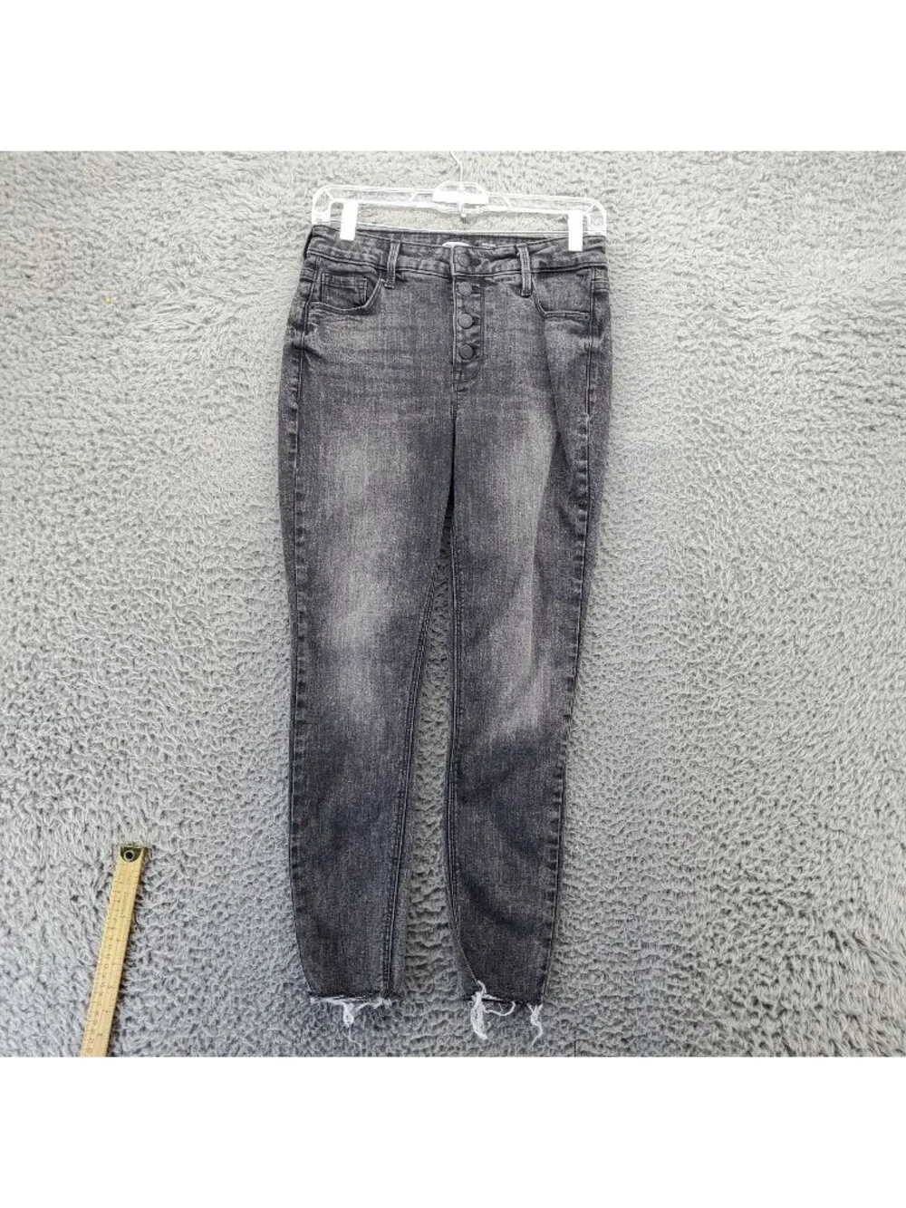Old Navy Jeans Womens 4 Black Rockstar Super Skinny High Rise Button Fly *Read*